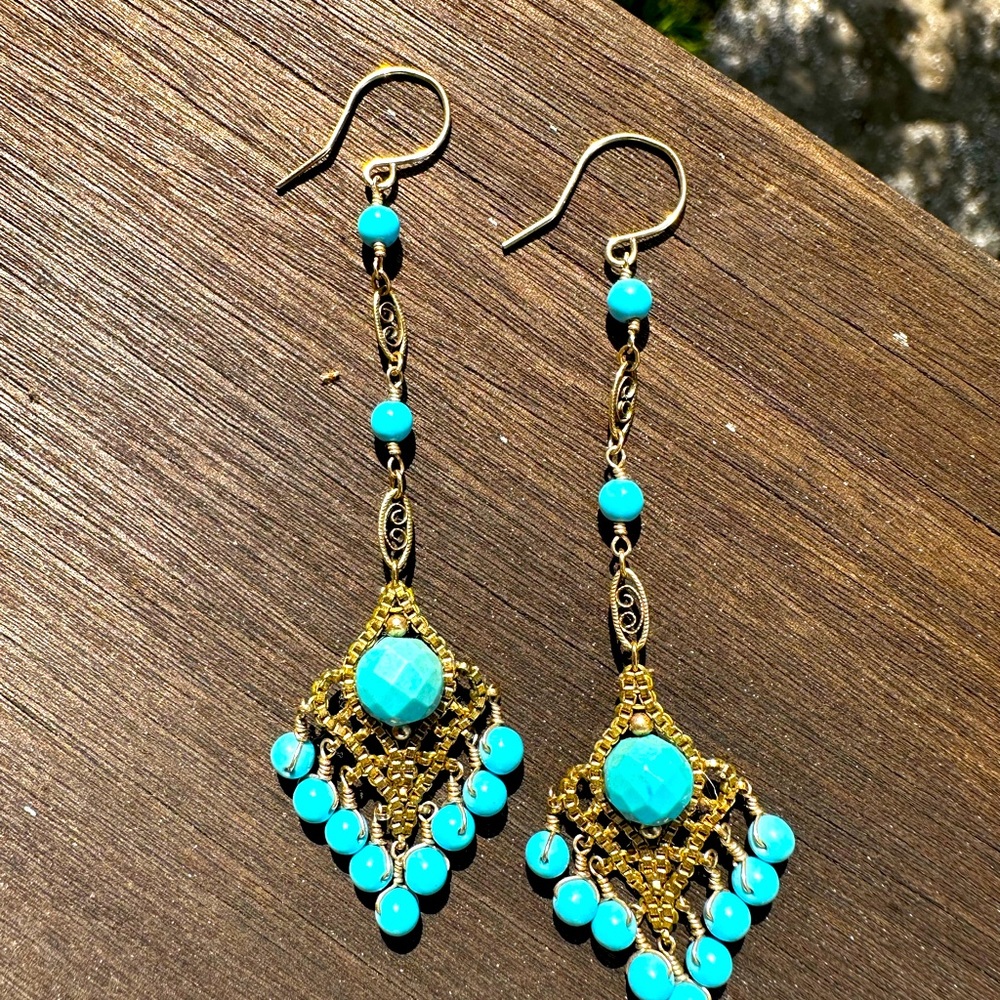Miguel Ases earrings. Turquoise & 14k gold filled. Unmarked. Gorgeous!